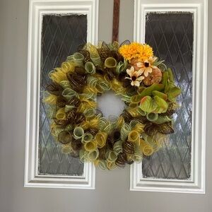 AUTUMN WREATH 12” IN YELLOWS, GREENS AND BROWNS
